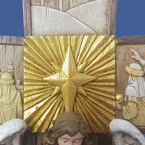 Avalon Gallery Christmas Treasures Nativity Story Figure Cross With Angel "14" - Picture 10 of 12